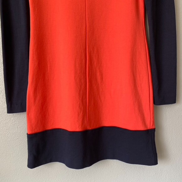 🟢 Milly Of New York Poppy Orange Blue Long Sleeve Color Block Mod 60's Dress - Picture 6 of 9